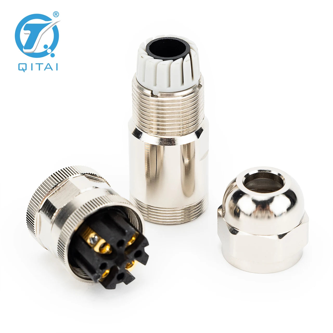 M12-F04T M12 Plastic Straight Connectors 4-Pin Male Female Metal Circular Connectors