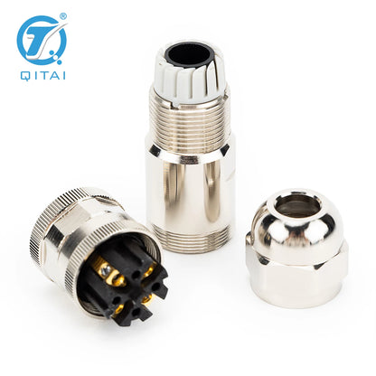 M12-F04T M12 Plastic Straight Connectors 4-Pin Male Female Metal Circular Connectors