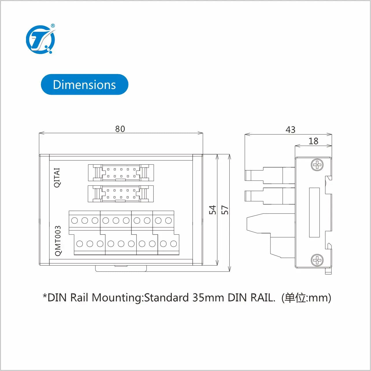 QMT003  1A DC24V Din Rail Mounting Screw or Spring Wiring Terminal Blocks for CPU/PLC