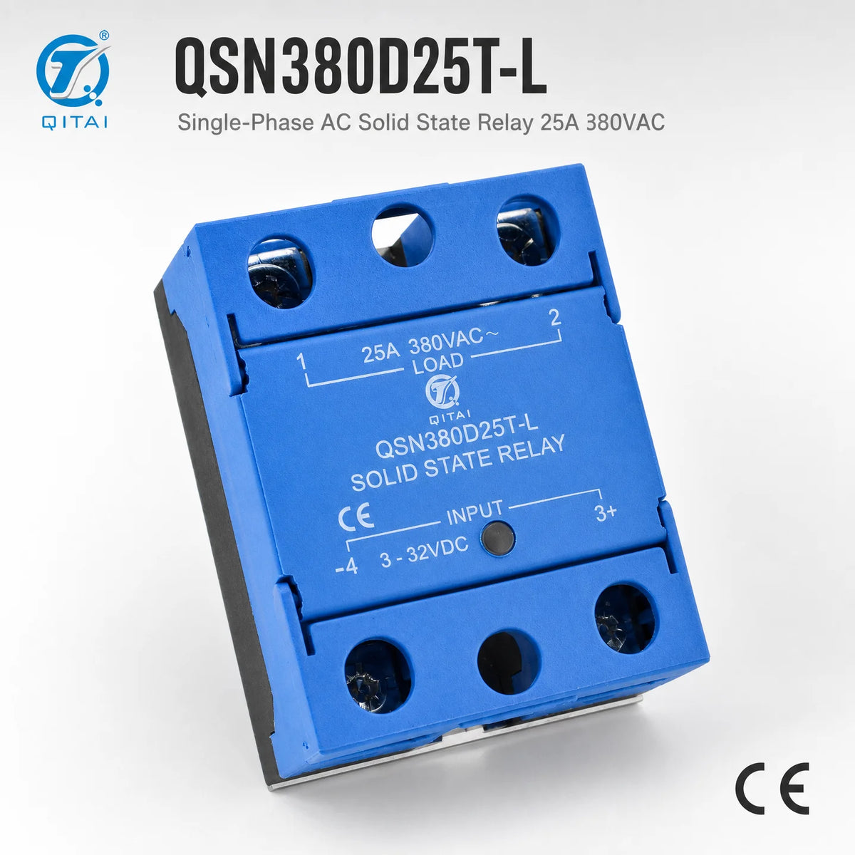QSN380D25T-L Single Phase SSR 25A 380VAC DC Control TRIAC Zero Crossing Opto Isolated for Temperature Control Furnace