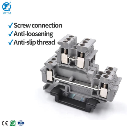 QUKJ-2.5M/2-2 UKK 3 - Double-level Terminal Block 500v 24A 2.5mm2 Two Layer Connectors for Industrial Automation Control