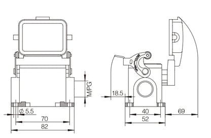H6B-SG-CV-1L-2M25 Heavy Duty Connector Compact Series Top Entry Protective Hoods