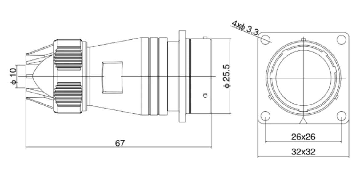 PTV24-10S  24MM Professional Aviation Wire Connectors Manufacturer CNC Electrical Equipment 2-14 Pin Waterproof Connector