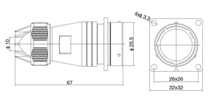 PTV24-10S  24MM Professional Aviation Wire Connectors Manufacturer CNC Electrical Equipment 2-14 Pin Waterproof Connector