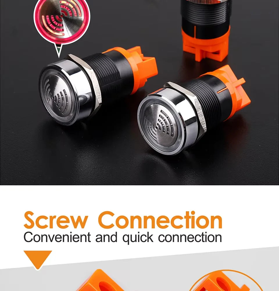 QITAI Electric Buzzers QDN22FM-QR Indicator Light Flash   Metal Buzzer  22mm Intermittent Sound Acousto-optic Buzzer