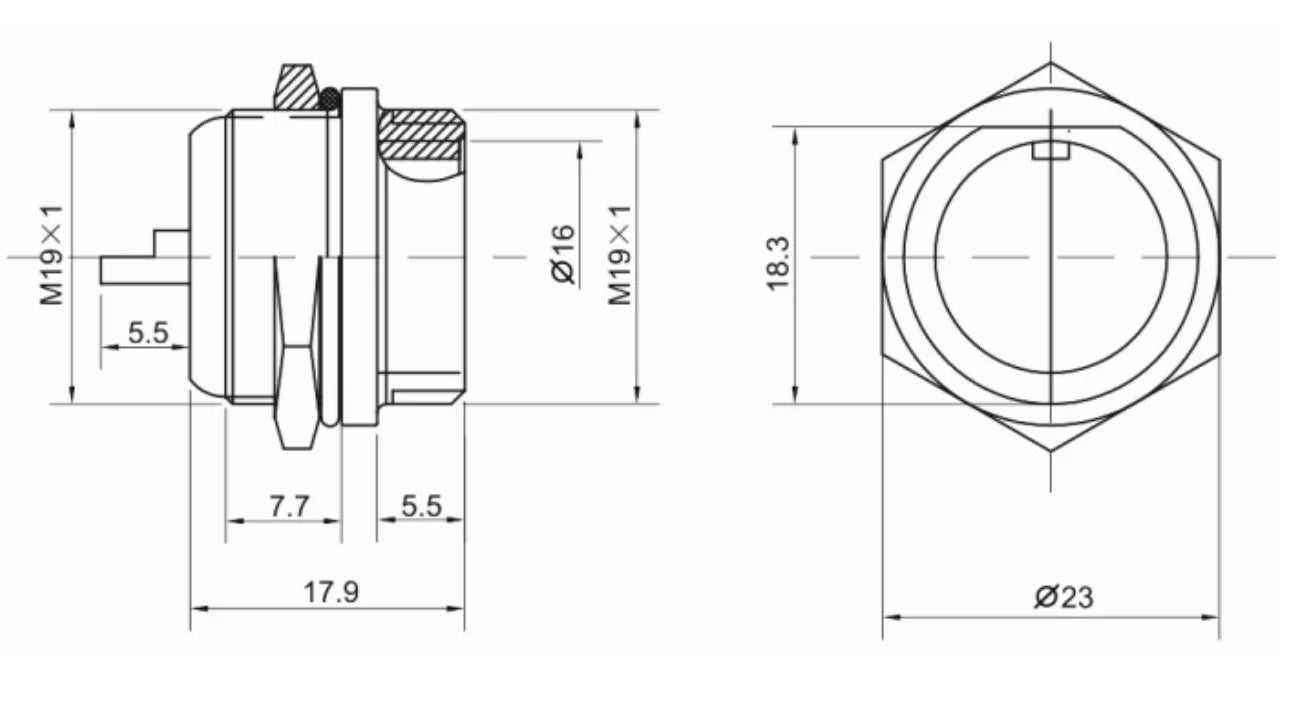 20M-2B Single-notch Socket B Aviation Plug and Socket  2 3 4 5 6 7 8  9 10 11 12 Pin Small Male and Female Connector Hole 20mm
