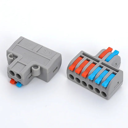QDF Mini Fast Wire Splitter Easy Quick PA66  Clear Colorful Compact Wiring Cable Connector Push-in Conductors Terminal Block